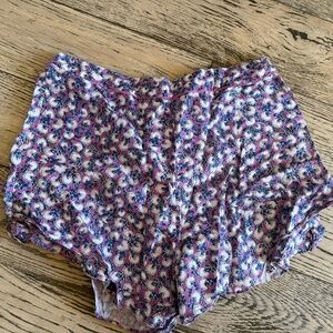 Anthropologie Floral Pull On Shorts Women's Sz L